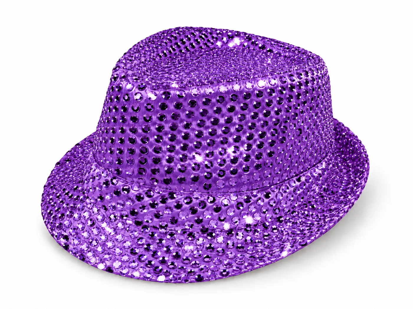 Fialovy Flitrovy Klobouk